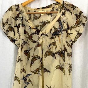 Anthropologie Moulinette Soeurs silk bird blouse